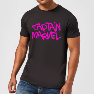 Captain Marvel Spray Text Men's T-Shirt - Black