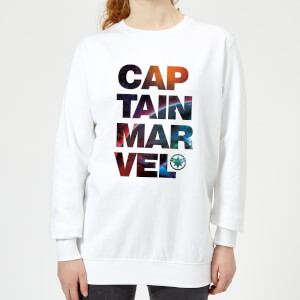 Captain Marvel Space Text Women's Sweatshirt - White