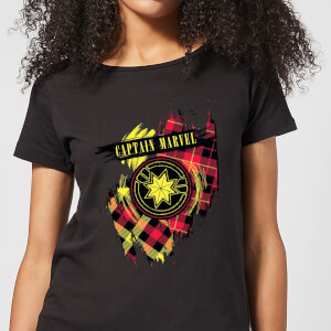 Captain Marvel Tartan Patch Women's T-Shirt - Black