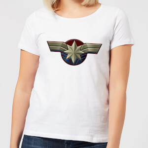 Captain Marvel Chest Emblem Women's T-Shirt - White
