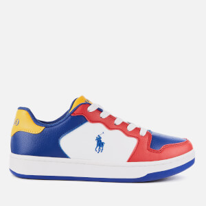 Polo Ralph Lauren Kids' Jessup Leather Trainers - Red/Royal/Yellow
