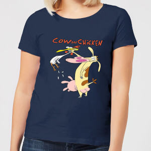Cow and Chicken Characters Women's T-Shirt - Navy