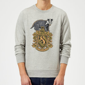 Harry Potter Hufflepuff Drawn Crest Sweatshirt - Grey
