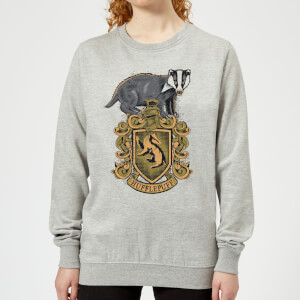Harry Potter Hufflepuff Drawn Crest Women's Sweatshirt - Grey