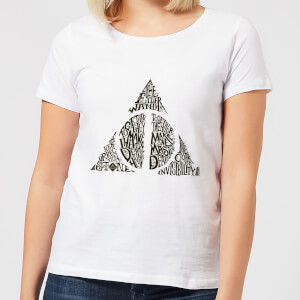 Harry Potter Deathly Hallows Text Women's T-Shirt - White