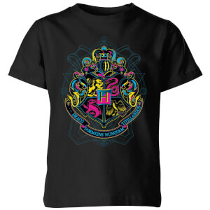 Harry Potter Hogwarts Neon Crest Kids' T-Shirt - Black
