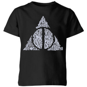 Harry Potter Deathly Hallows Text Kids' T-Shirt - Black