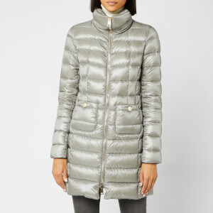 Herno Women's Maria Iconic Long Quilted Fitted Coat - Inox