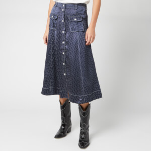Ganni Women's Heavy Satin Skirt - Total Eclipse