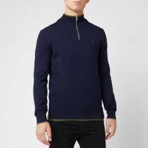 KENZO Men's Tiger Crest Half Zip Knit Jumper - Navy Blue