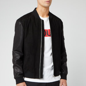 HUGO Men's Lunis Suede Bomber Jacket - Black