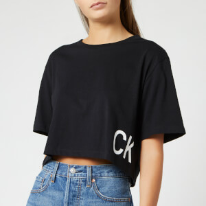 Calvin Klein Jeans Women's Boyfriend Cropped T-Shirt - CK Black