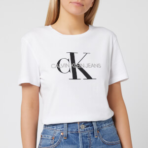 Calvin Klein Jeans Women's Monogram Logo Regular Fit T-Shirt - Bright White