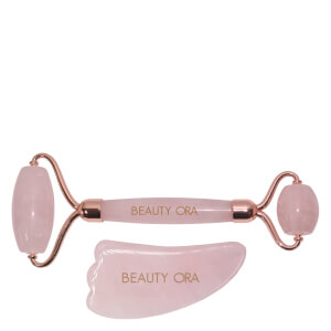 Beauty ORA Crystal Roller and Gua Sha Set for Face and Body - Rose Quartz