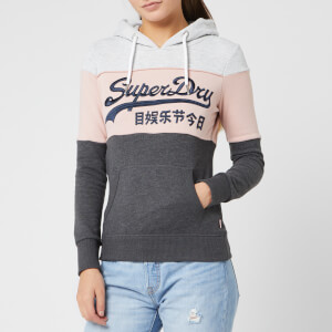 Superdry Women's Vintage Logo High Build Emb Entry Hoodie - Soft Grey Marl/Copper Blush/Charcoal Mar
