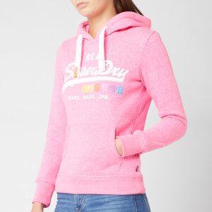 Superdry Women's Vintage Logo Pop Entry Hoodie - Fluro Pink Snowy