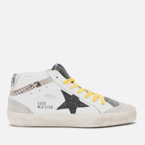 Golden Goose Deluxe Brand Women's Mid Star Leather Trainers - White/Snake Print/Black Glitter Star