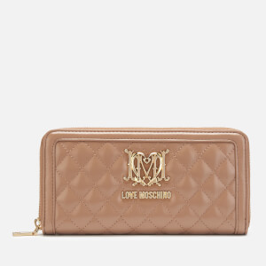 Love Moschino Women's Quilted Zip Around Purse - Camel