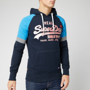 Superdry Men's Vintage Logo 1st Raglan Hoodie - Eclipse Navy