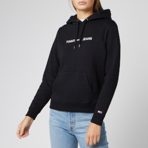 Tommy Jeans Women's Clean Linear Logo Hoodie - Tommy Black