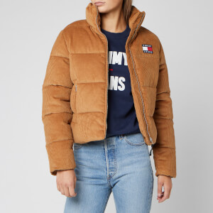 Tommy Jeans Women's Cord Puffa Jacket - Tobacco Brown