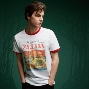 Camiseta ringer Legend Of Zelda Retro Box Art - Blanco/rojo