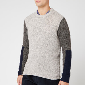 Folk Men's Textured Crew Jumper - Stone Black Multi