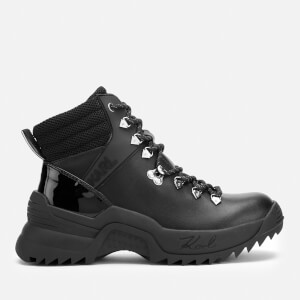 Karl Lagerfeld Women's Quest Cross Lace Leather Mid Hi-Top Trainers - Black