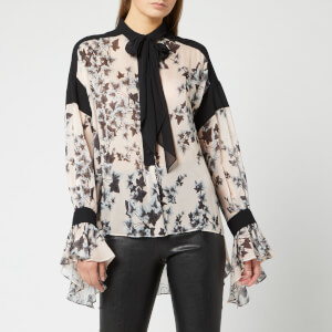 Philosophy di Lorenzo Serafini Women's Leaf Print Pussy Bow Blouse - Cream
