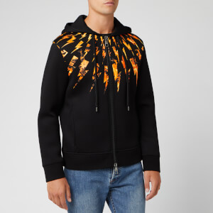 Neil Barrett Men's Flame Fairisle Zip Hoody - Black/Orange