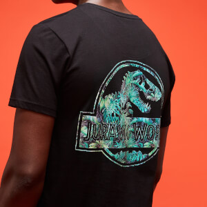 Jurassic Park Primal Leaf Print Logo T-Shirt - Black