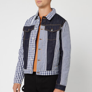 JW Anderson Men's Gingham Patchwork Denim Jacket - Indigo