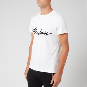 Balmain Men's Signature T-Shirt - Blanc