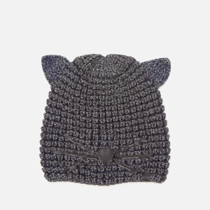 Karl Lagerfeld Women's Choupette Lurex Beanie Hat - Navy
