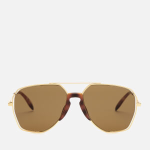 Alexander McQueen Men's Metal Aviator Style Sunglasses - Gold/Brown