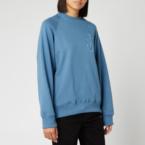 JW Anderson Women's Oversized Sleeves Placket Sweatshirt - Airforce Blue