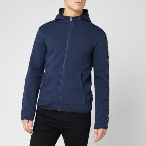 Emporio Armani EA7 Men's Full Zip Hoodie with Taping - Navy
