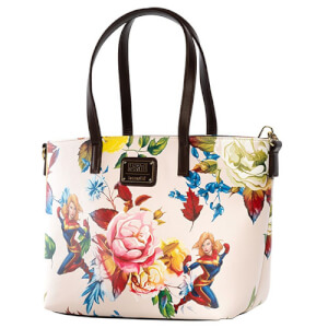 Loungefly Marvel Captain Marvel Floral Print Tote Bag