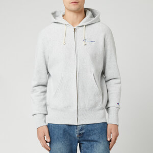 Champion Men's Small Script Full Zip Sweatshirt - Grey Marl