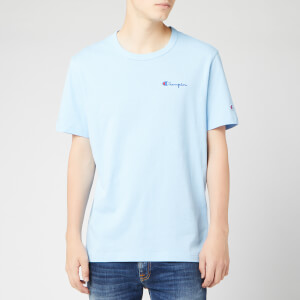 Champion Men's Small Script Crew Neck T-Shirt - Pale Blue