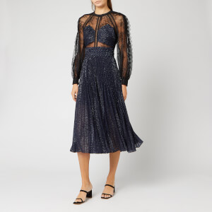 Self-Portrait Women's Fil Coupe and Fine Lace Midi Dress - Navy/Black