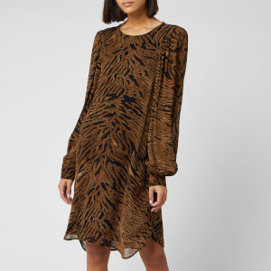 Ganni Women's Printed Georgette Dress - Tiger