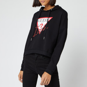 Guess Women's Hoody Icon Fleece - Jet Black