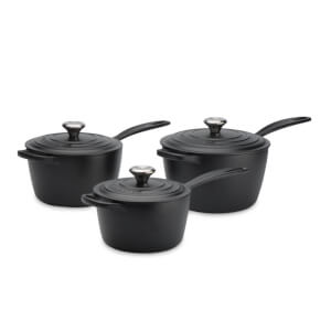 Le Creuset Signature Cast Iron 3 Piece Saucepan Set - Satin Black