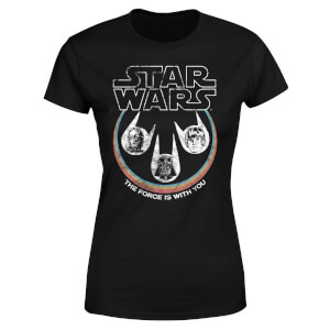 Star Wars The Force Is With You Retro Heads Women's T-Shirt - Black
