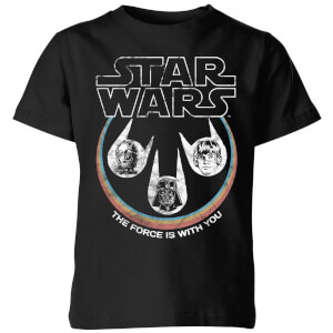 T-Shirt Star Wars The Force Is With You Retro Heads - Enfant - Noir