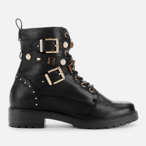 Dune Women's Popular Leather Lace Up Boots - Black