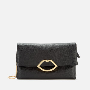 Lulu Guinness Women's Medium Grainy Cut Out Lip Clutch - Black