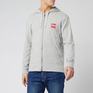 Calvin Klein Men's Full Zip Chest Logo Hoodie - Grey Heather