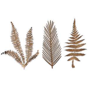 Nkuku Kiko Brass Foliage Artwork - Large - Matt Brass (Set of 3)